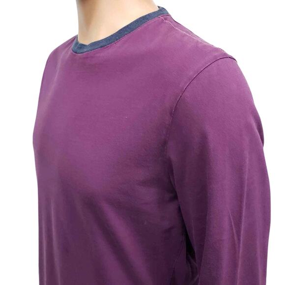 CLUB MONACO Long Sleeve T-shirt Tee Size S Crew Neck Purple Contrast Trim - Picture 4 of 10